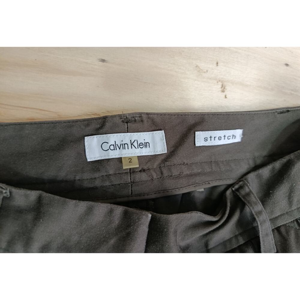Calvin Klein Women Pants Size 2 Olive Army Green Stretch Mid Rise Casual Trouser - Picture 5 of 13